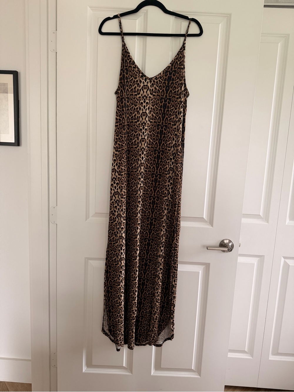 Leopard Print Slip Maxi Dress - Brown